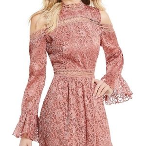 Ultra Pink Cold Shoulder Lace Dress Size Medium
